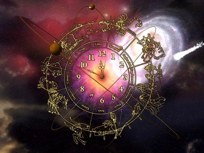 Zodiac Clock in Space — Purple