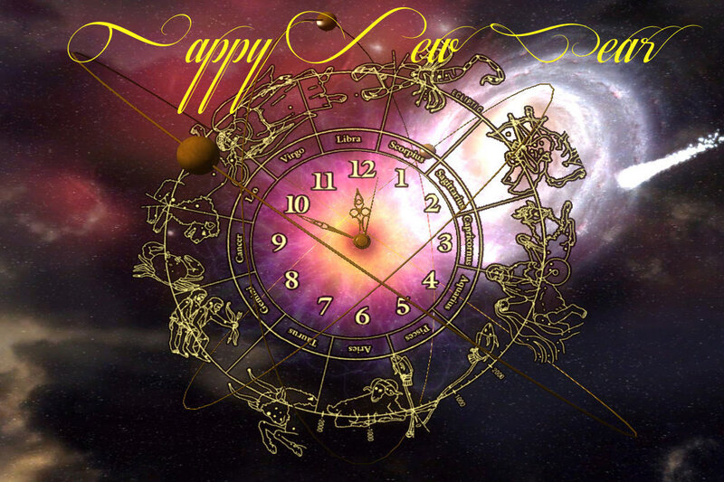 Zodiac Clock with Planets — Purple