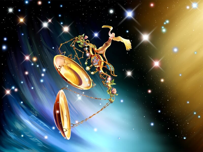 Zodiac Libra sign in space
