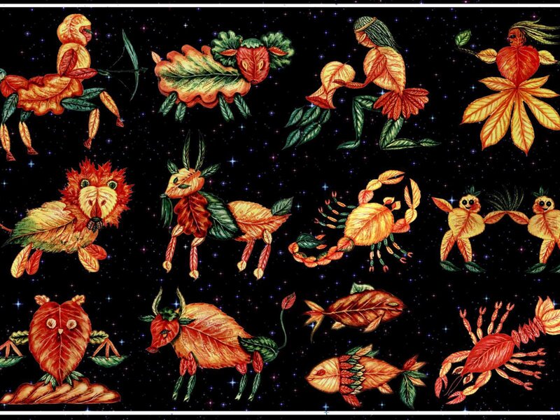 Zodiac Signs Made of Leaves