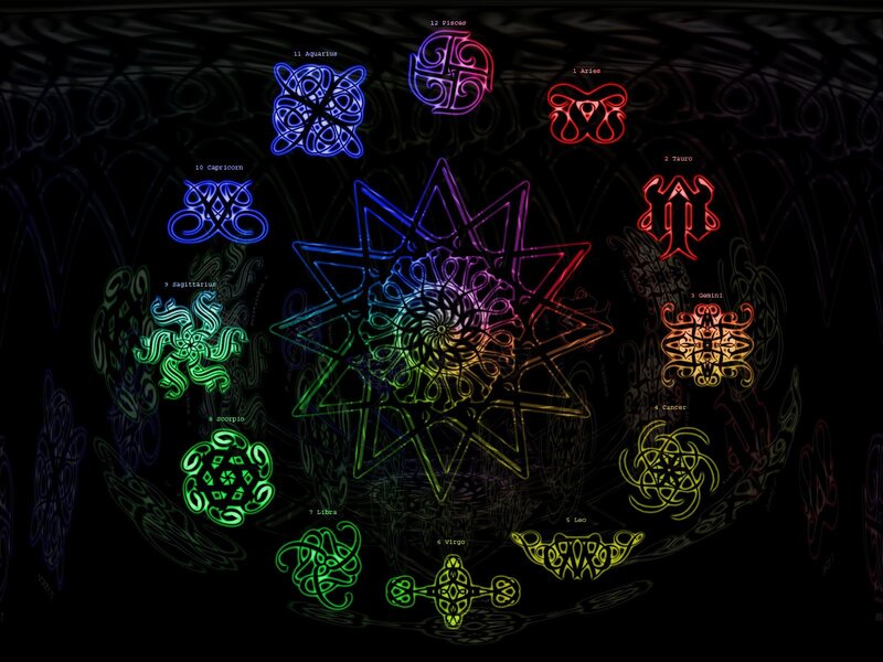 Zodiac symbols in neon art