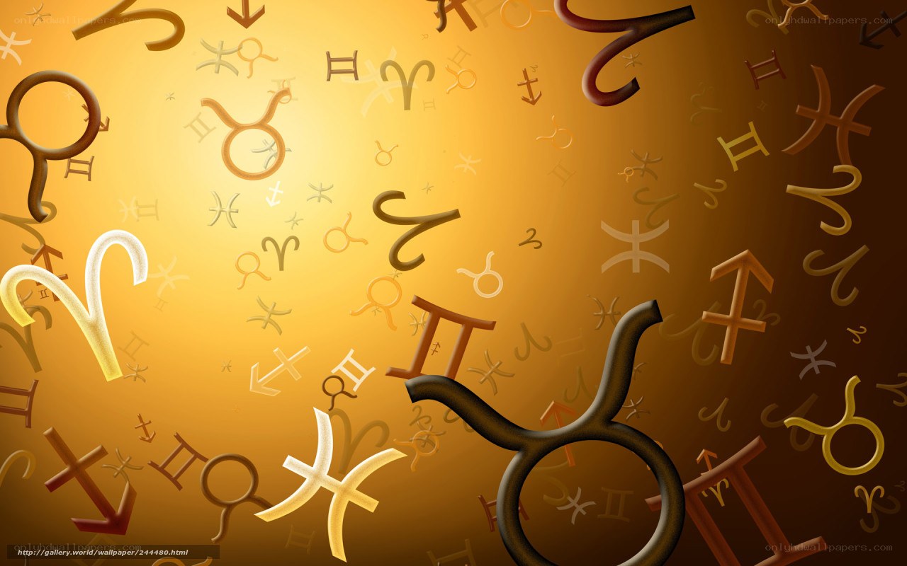 Zodiac symbols on golden background