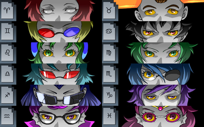 Zodiac-themed character eyes