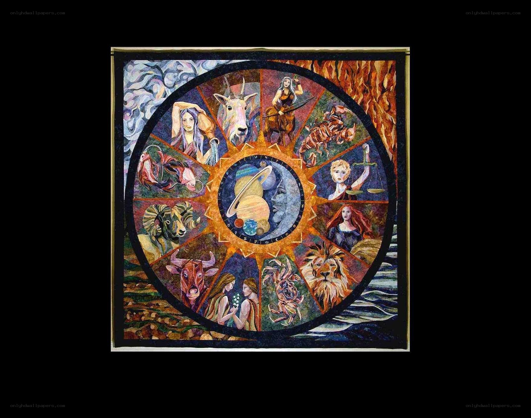 Zodiac wheel quilt artwork