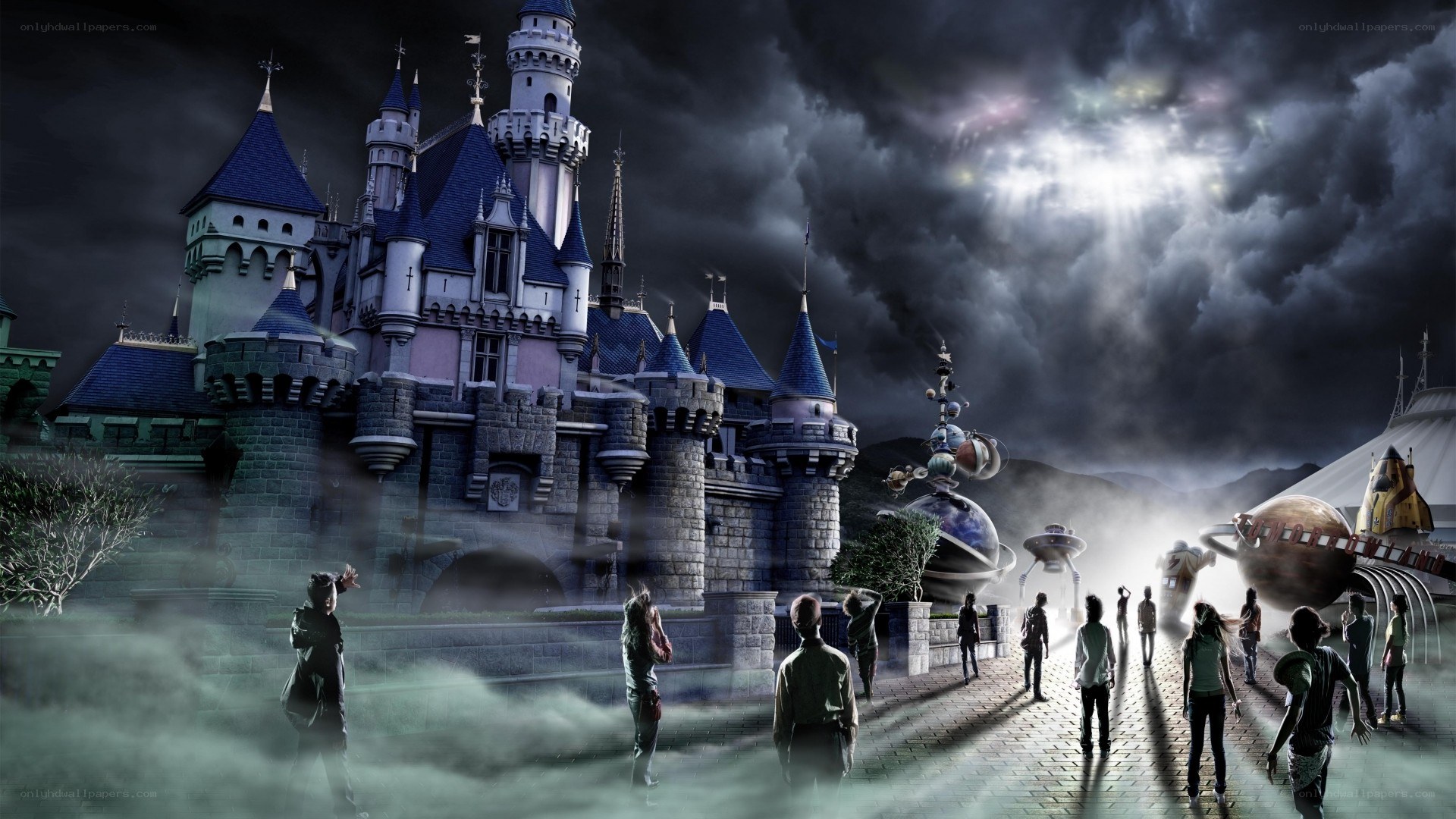 Zombie apocalypse at a castle