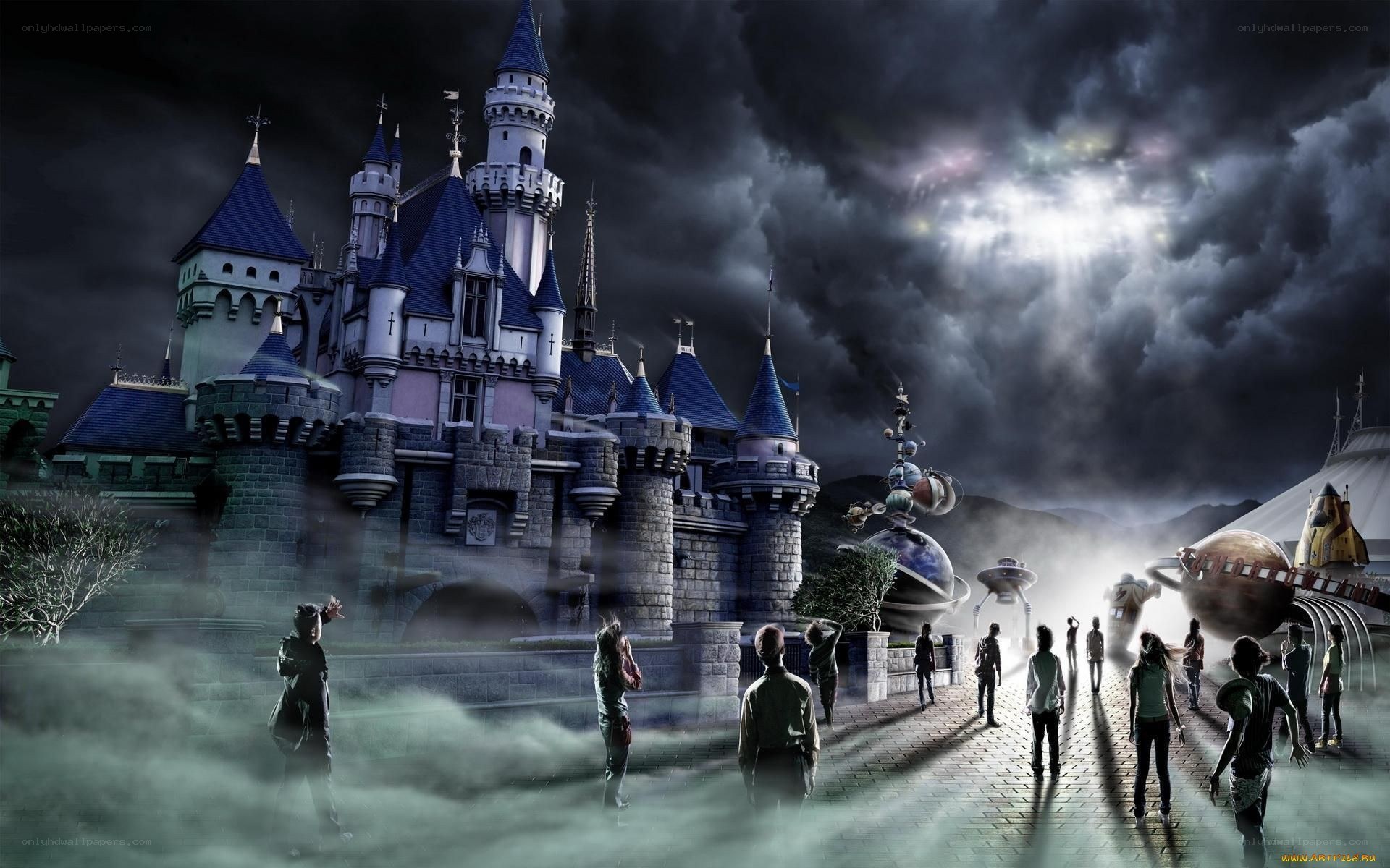 Zombie apocalypse at a theme park
