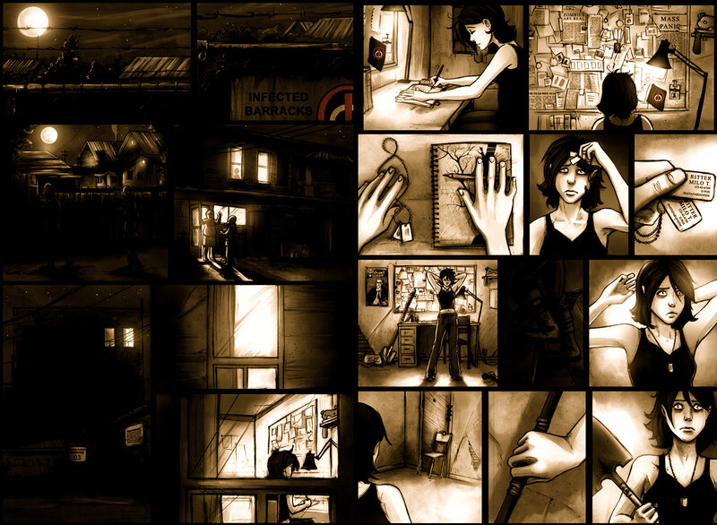 Zombie apocalypse comic panels
