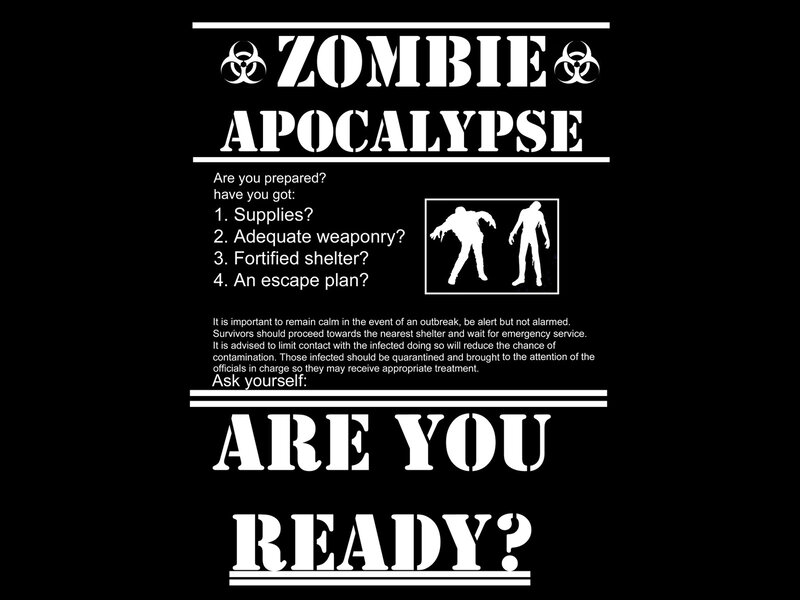 Zombie Apocalypse Poster — Black, Urgent, Illustration