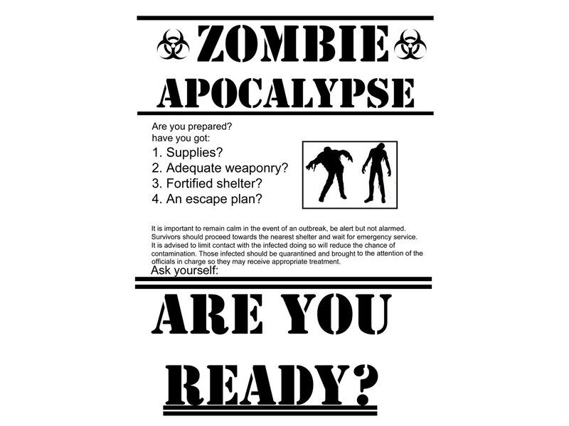Zombie Apocalypse Poster — Black, Urgent