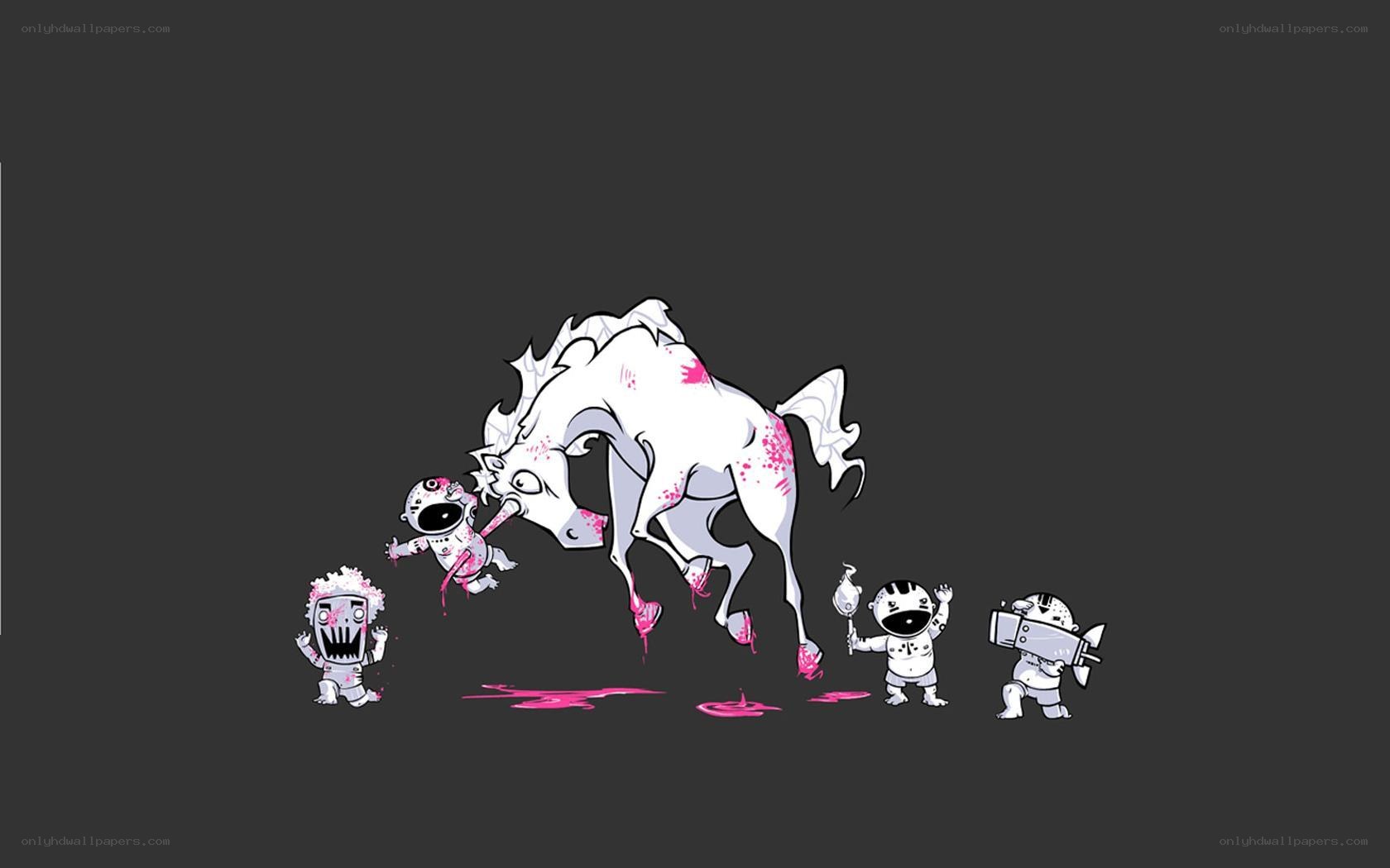 Zombie astronauts attack unicorn