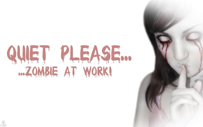 zombie at work sign
