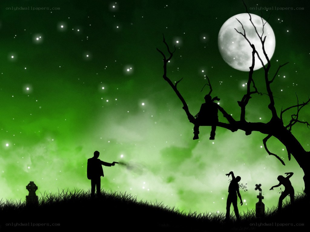 Zombie attack in a graveyard