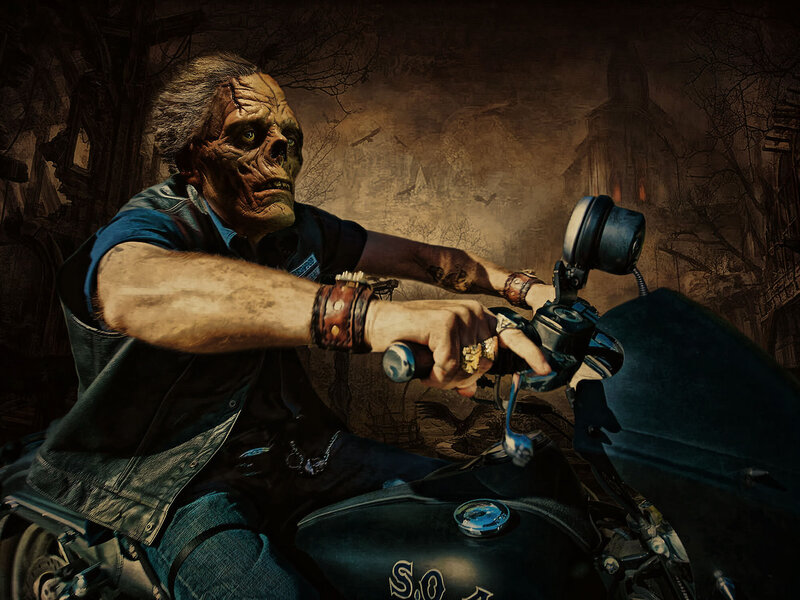 Zombie Biker on Motorcycle