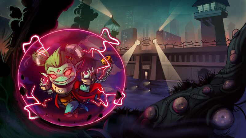 zombie character in energy bubble