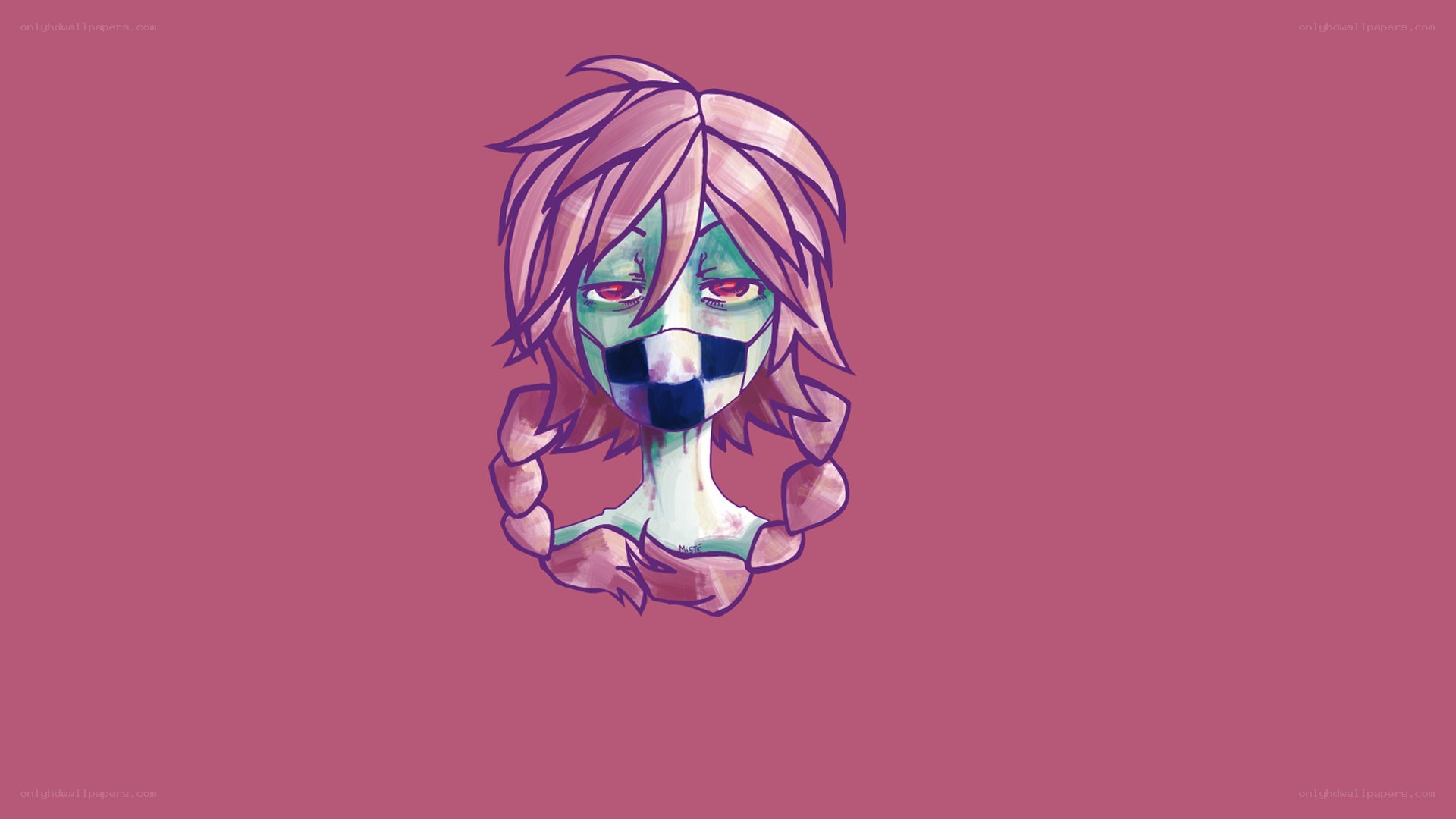 zombie character with checkered mask