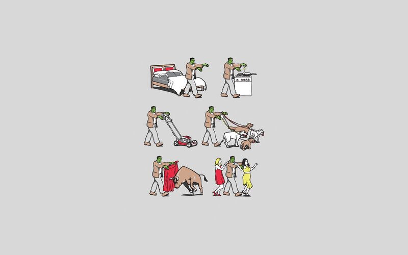 zombie doing chores
