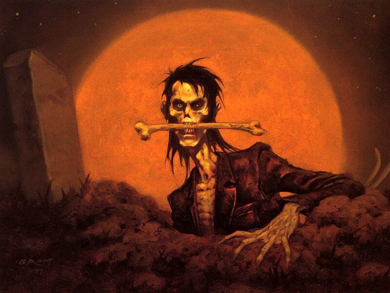 Zombie Emerging from Grave — Orange