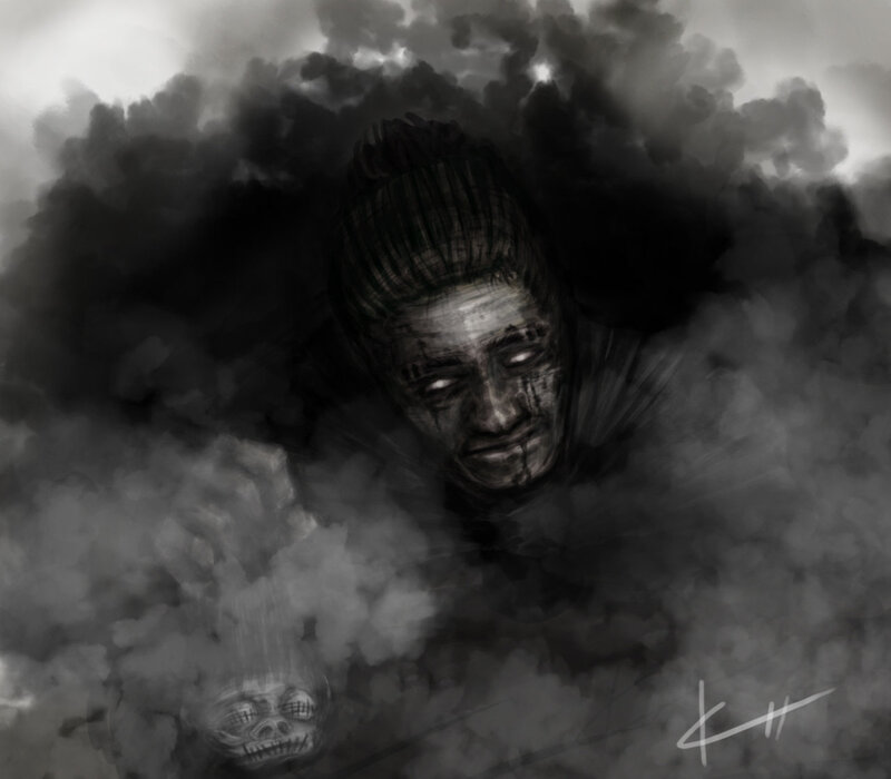 Zombie Face in Smoke