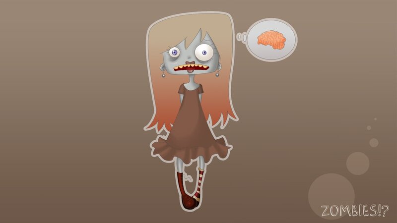 zombie girl with brain thought
