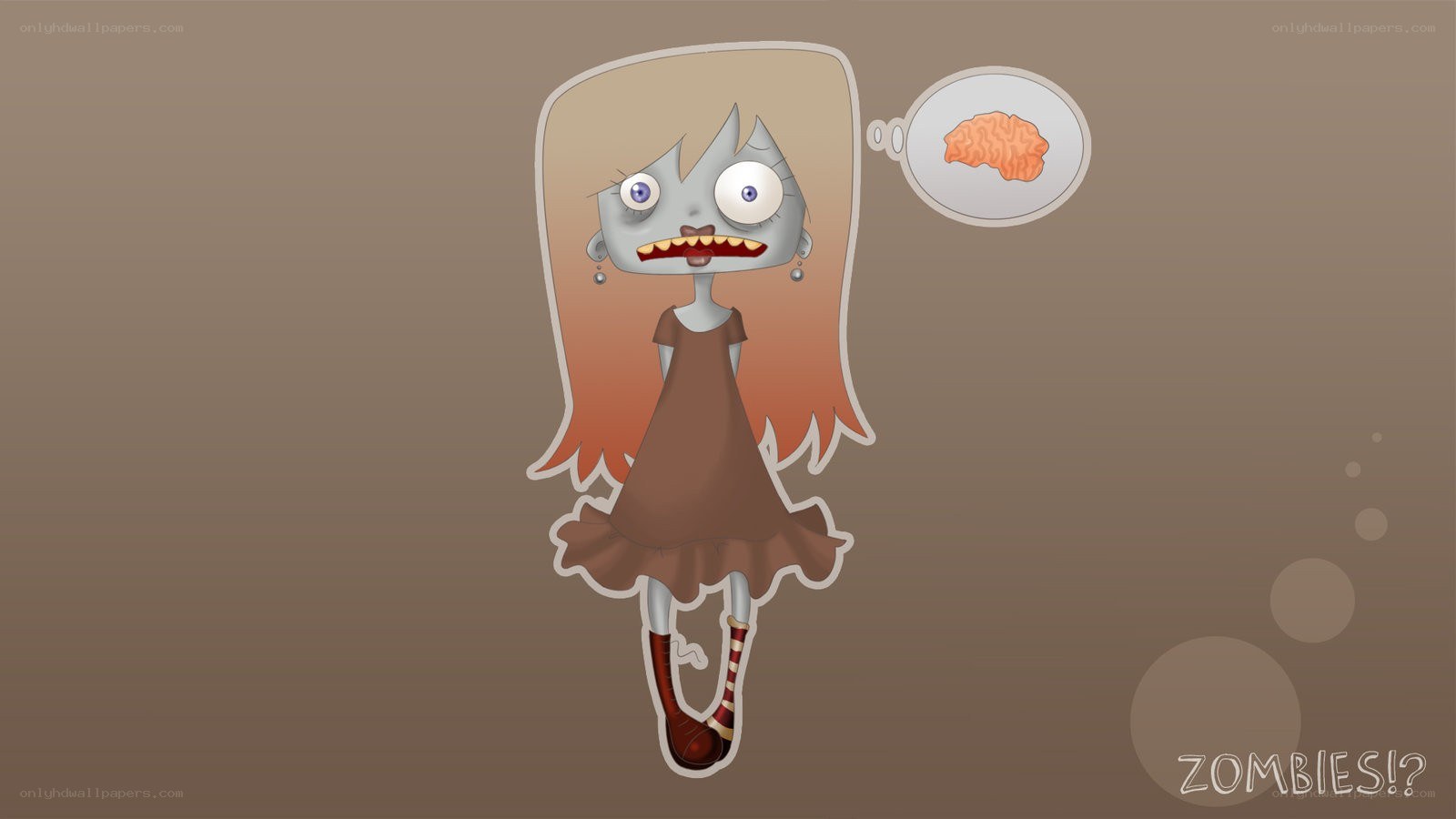 zombie girl with brain thought