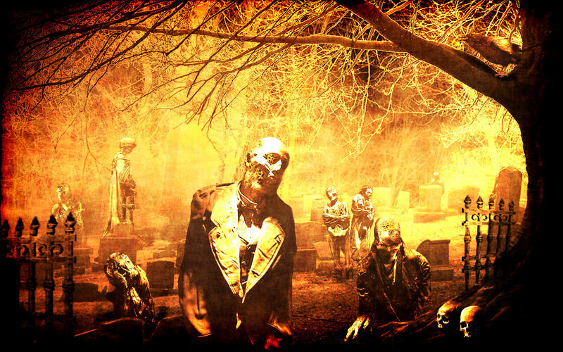zombie graveyard at night