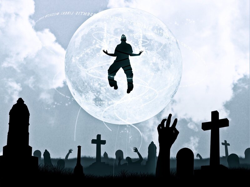 zombie graveyard under moon