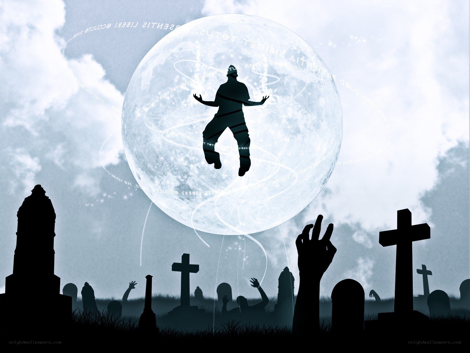zombie graveyard under moon