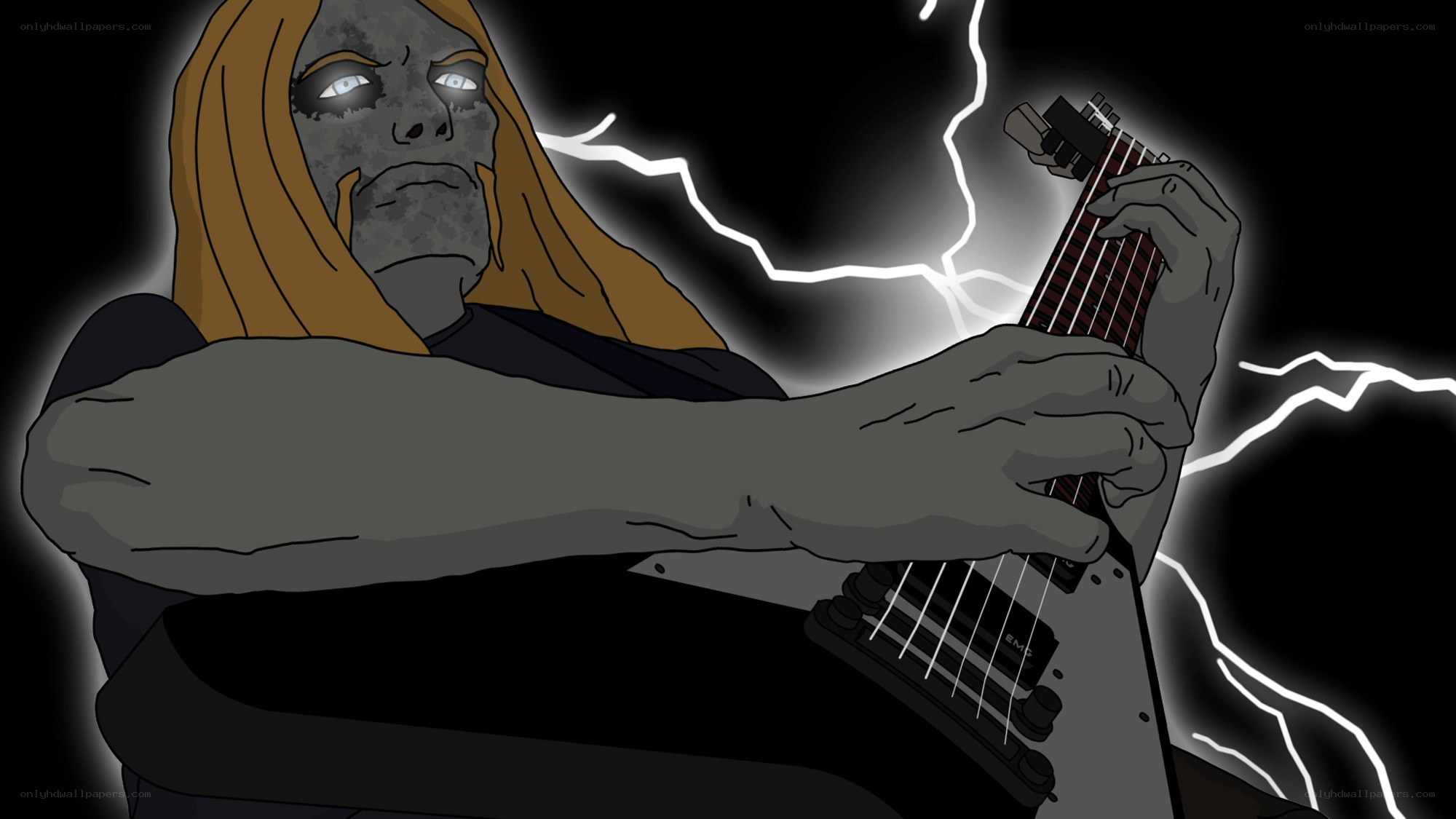 zombie guitarist with lightning