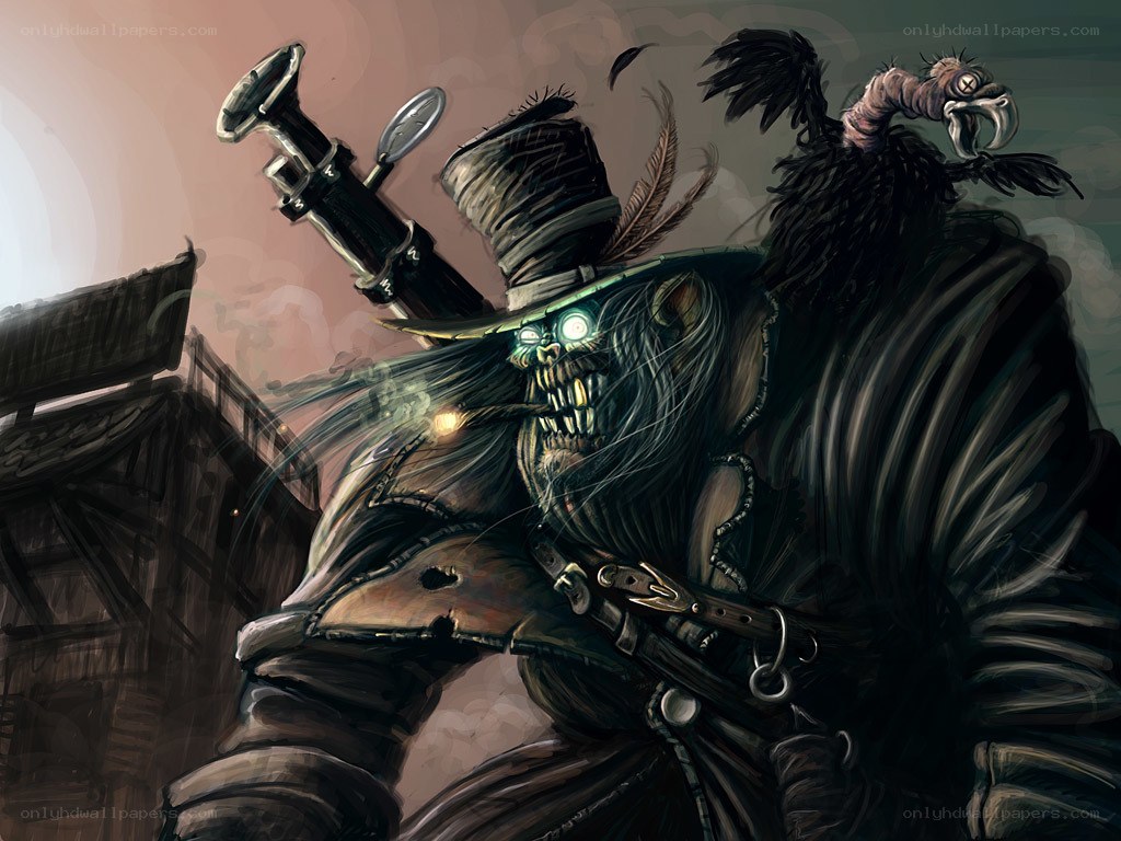 zombie gunslinger with vulture