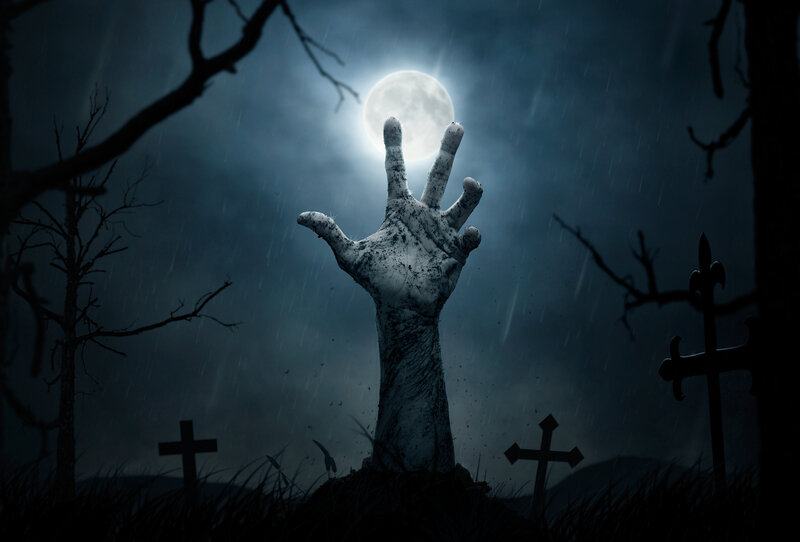 Zombie Hand Emerging — Black, Dark