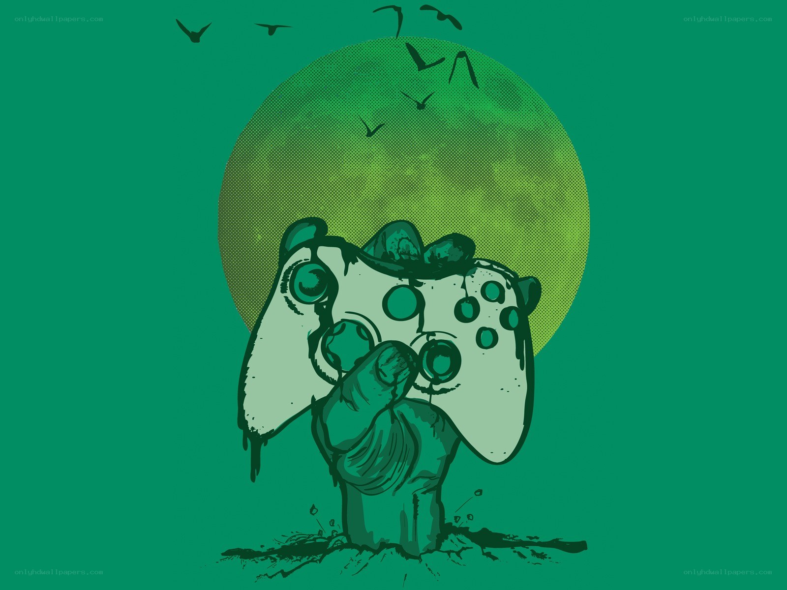 zombie hand holding controller