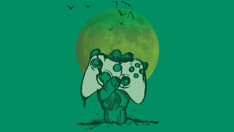 Zombie Hand Holding Controller — Green