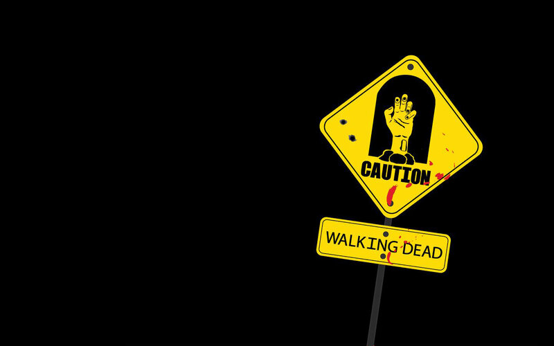 Zombie Hand Sign — Yellow, Dark, Digital Art