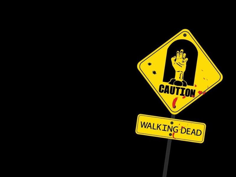 Zombie Hand Sign — Yellow, Dark, Night, Illustration