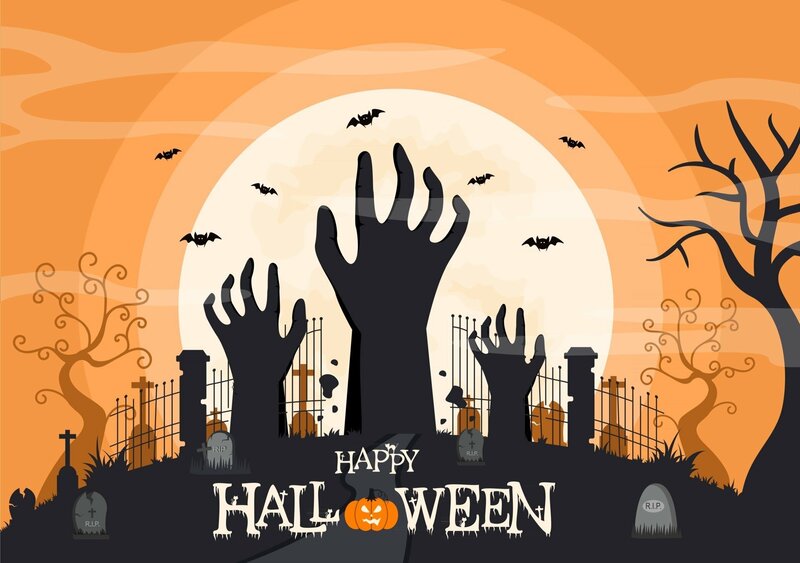 Zombie Hands in Graveyard — Orange