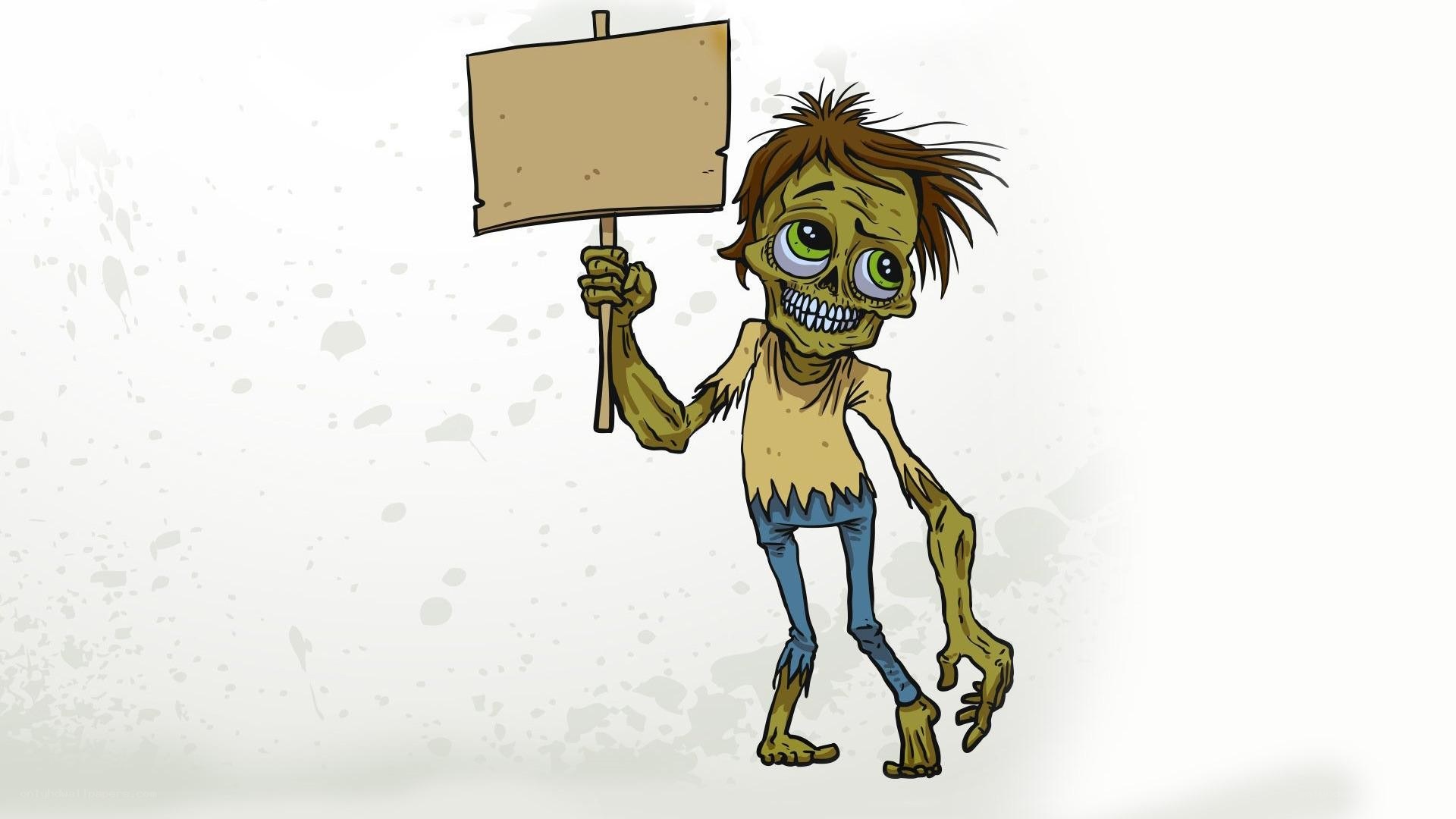 zombie holding blank sign