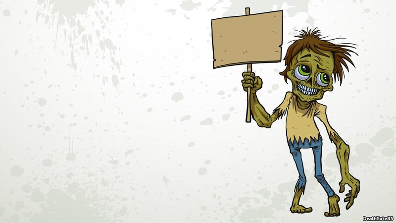 Zombie Holding Sign — Green, Creepy