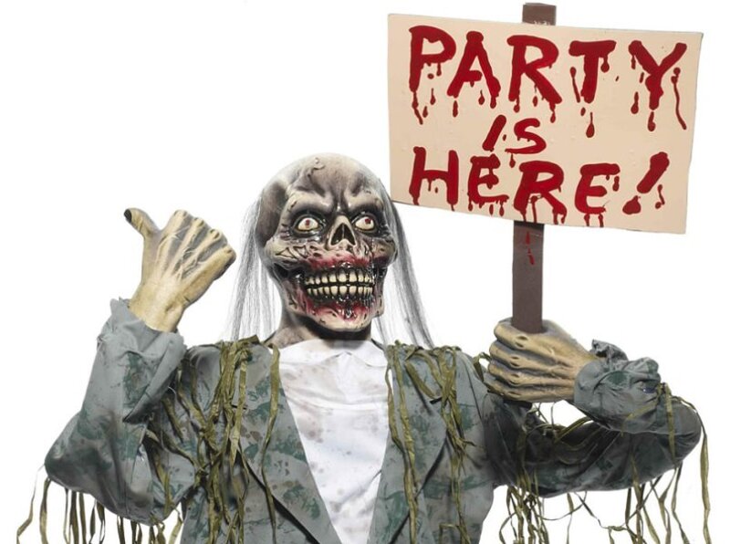 Zombie Holding Sign — White