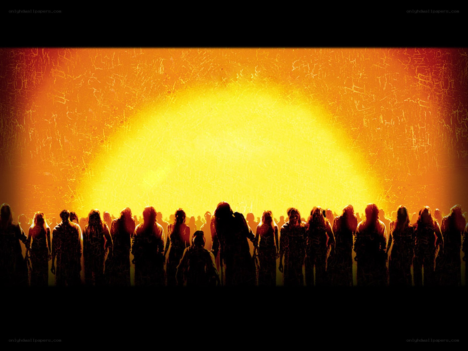 zombie horde at sunset