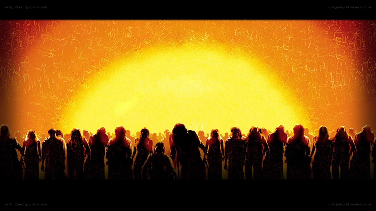 zombie horde at sunset