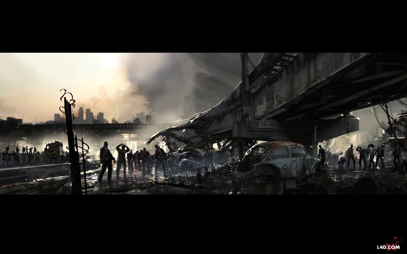 Zombie Horde in City — Gray, Apocalyptic