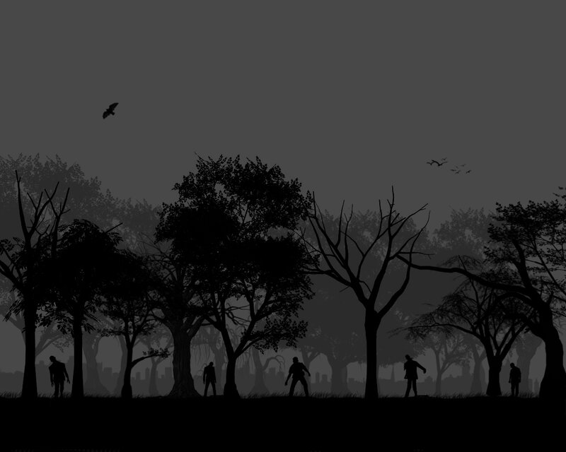 Zombie horde in forest