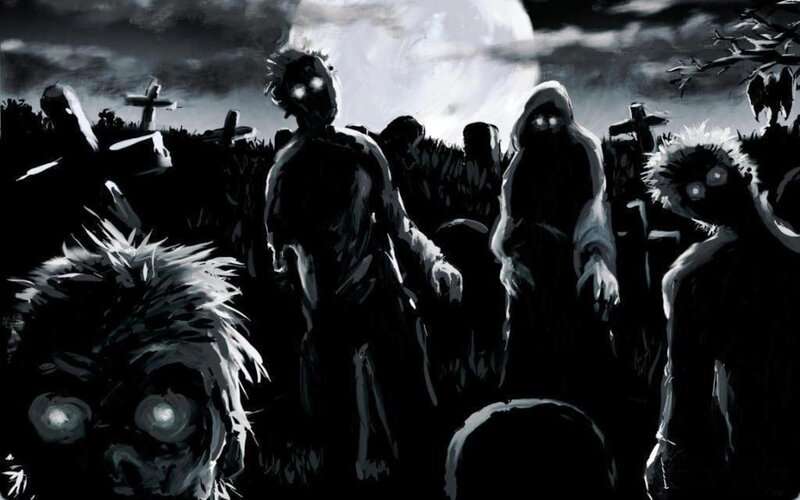 zombie horde in graveyard