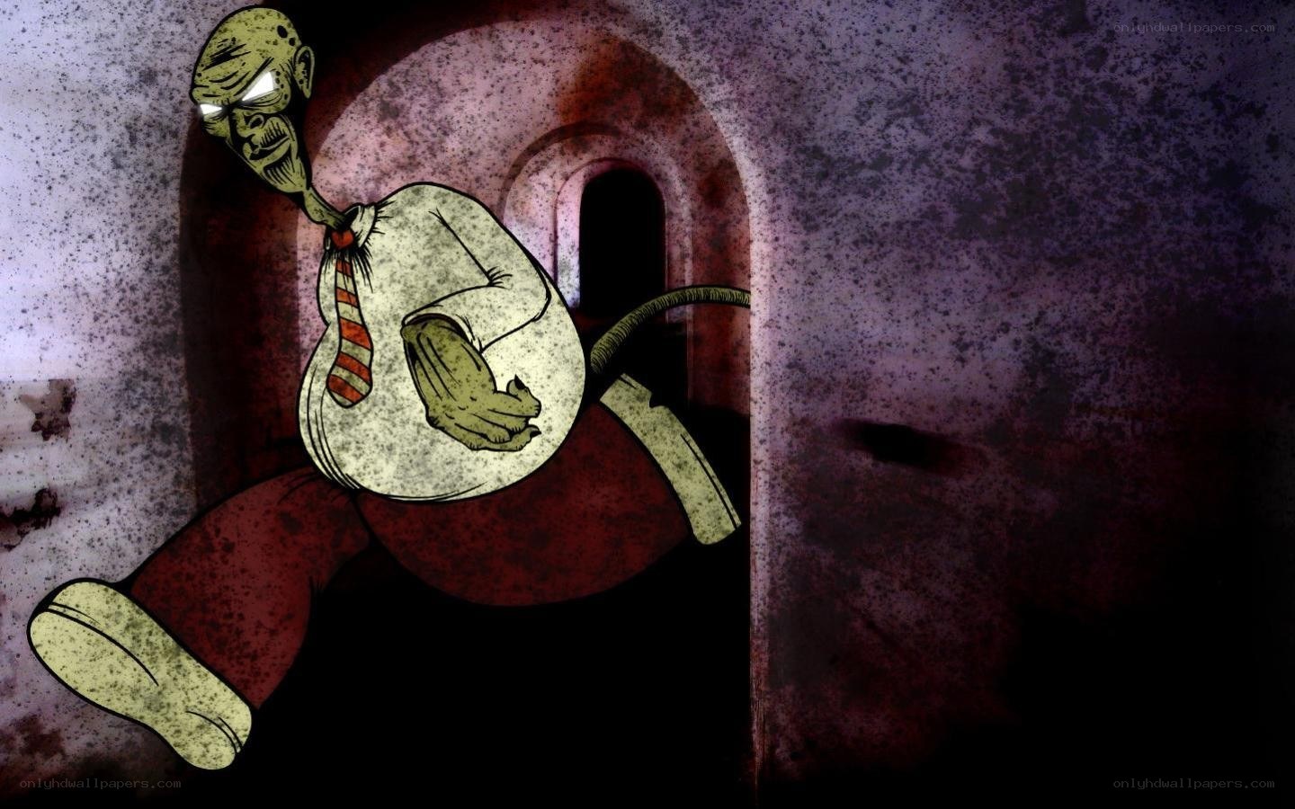 zombie in a dark hallway