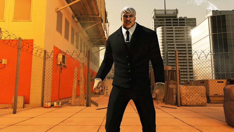 zombie in a suit on rooftop