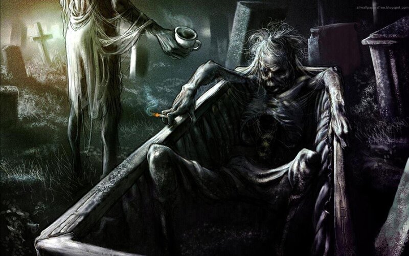 Zombie in Coffin — Black, Dark