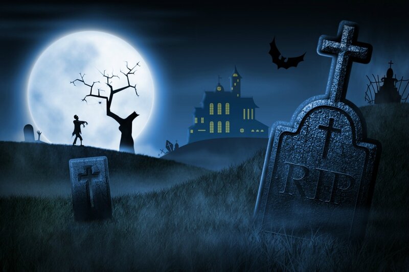 Zombie in Graveyard — Blue