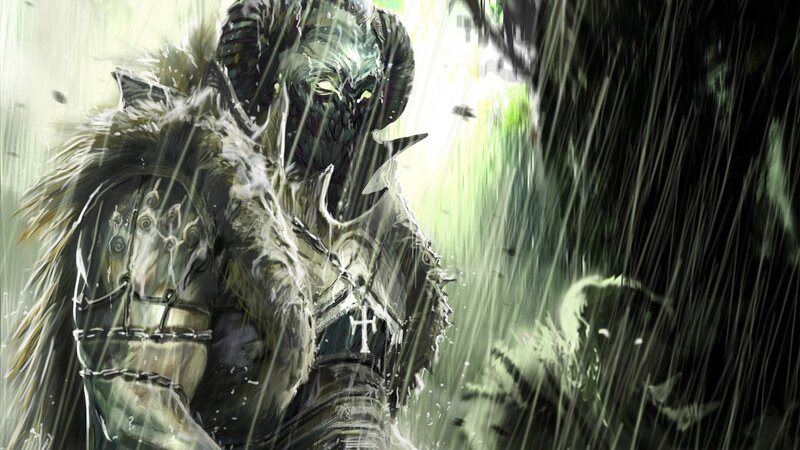 zombie knight in the rain