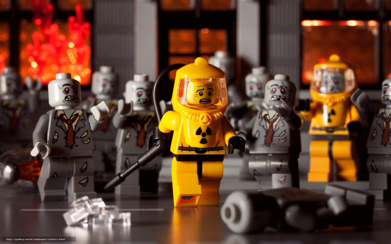 Zombie Lego scene with hazmat suit