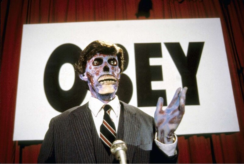 Zombie man at podium